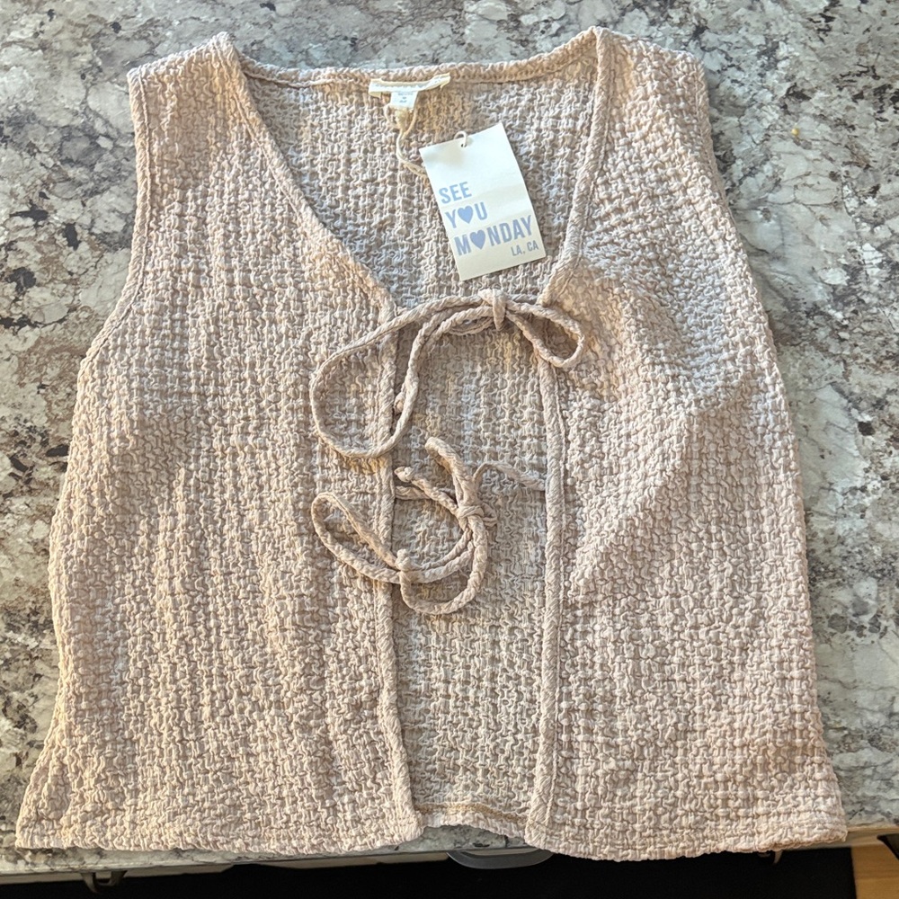 See You Monday Women's Beige Textured Blouse